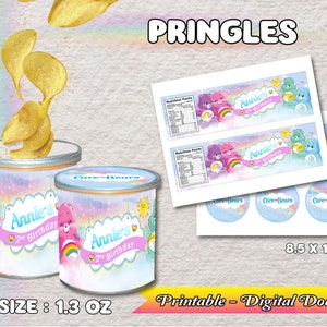 Care Bears Party Labels - 1.3oz can of chips - Care Bears Party Labels and Wraps - custom - DIGITAL PRINTABLE - Pringles
