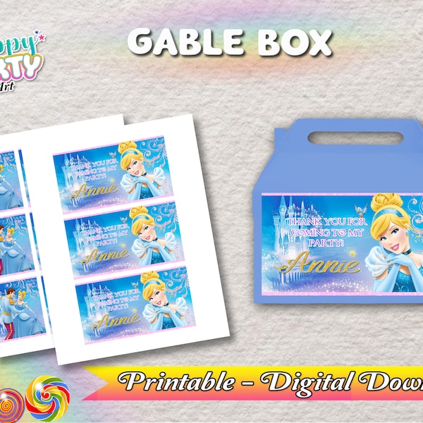 Gable Box - Princess Cinderella Party - Only DIGITAL DOWNLOAD for Gable Box - Princess Cinderella Labels