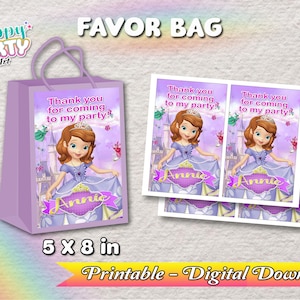 Prinzessin Sofía Geburtstag - Geschenktüte - druckbarer DIGITALER Download - Mädchen - Geschenktüte Prinzessin Sofía