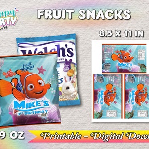 Fruit Snacks - Finding Nemo - Only DIGITAL DOWNLOAD - Finding Nemo Birthday - for Fruit Snacks