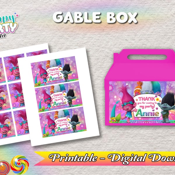 Gable Box - Trolls Party - Only DIGITAL DOWNLOAD for Gable Box - Trolls Labels