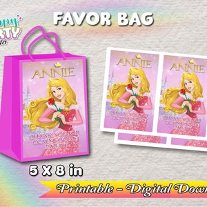 Princesse Aurore - Sac cadeau - Téléchargement NUMÉRIQUE imprimable - Fille - Sac cadeau La Belle au bois dormant