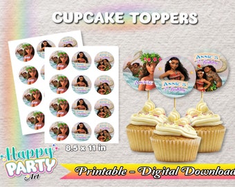 Cupcake Toppers - Moana Birthday Party Cupcake Toppers - Only DIGITAL DOWNLOAD for Cupcake Toppers - Moana