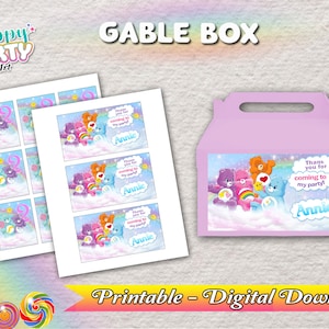 Gable Box - Care Bears Party - Only DIGITAL DOWNLOAD for Gable Box - Care Bears Labels