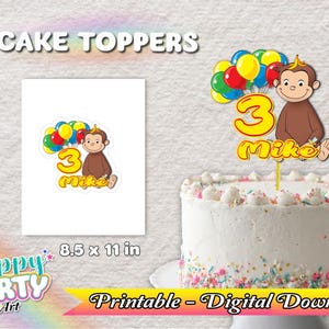 Cake Toppers - Curious George - Solo DOWNLOAD DIGITALE per Cake Toppers - Curious George - Festa di compleanno Curious George