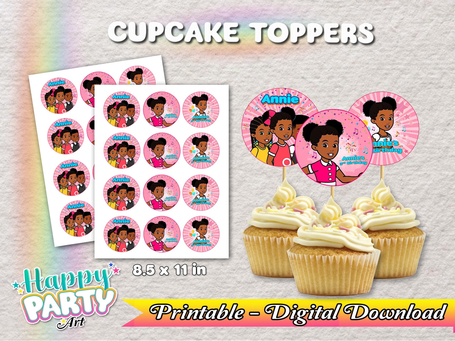Cupcake Toppers Gracies Corner Birthday Party Cupcake Etsy