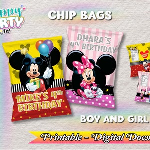 Mickey und Minnie Chip Bag Junge und Mädchen – Mickey und Minnie Party – Nur DIGITALER DOWNLOAD für Chip Bag Label – Mickey und Minnie