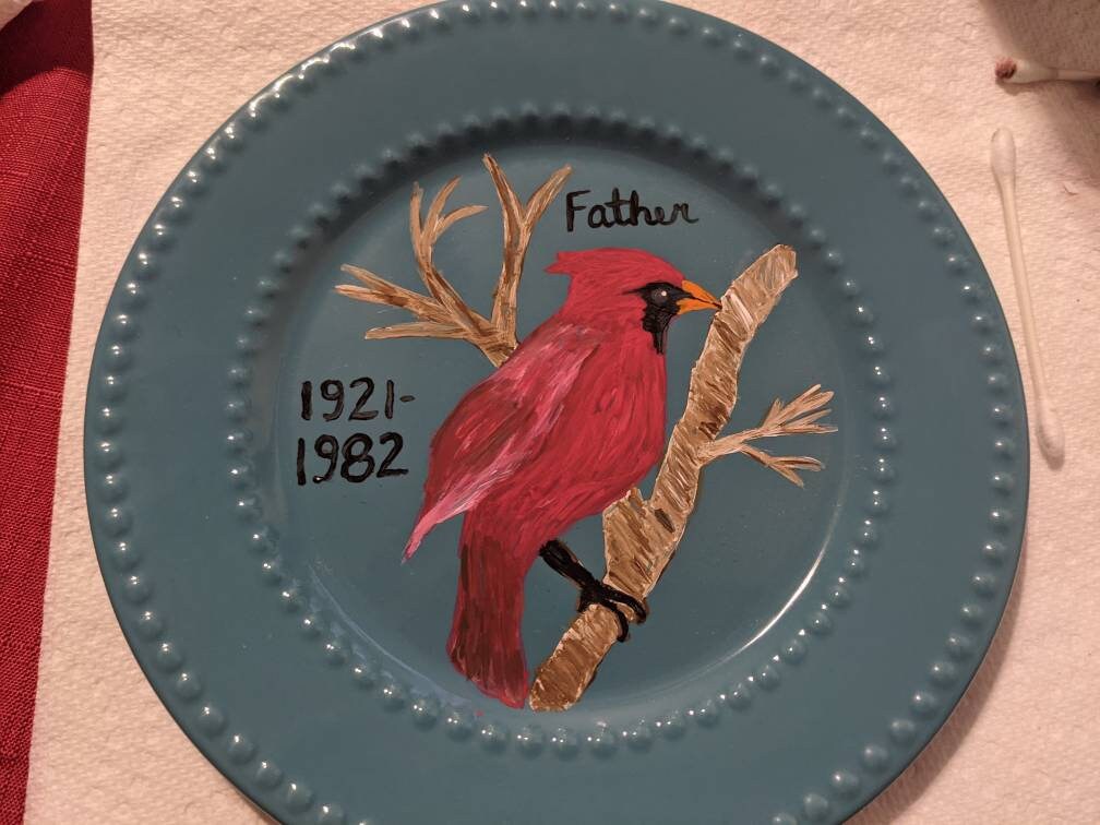 Hand Painted Decorative Plate Cardinal 1 Etsy