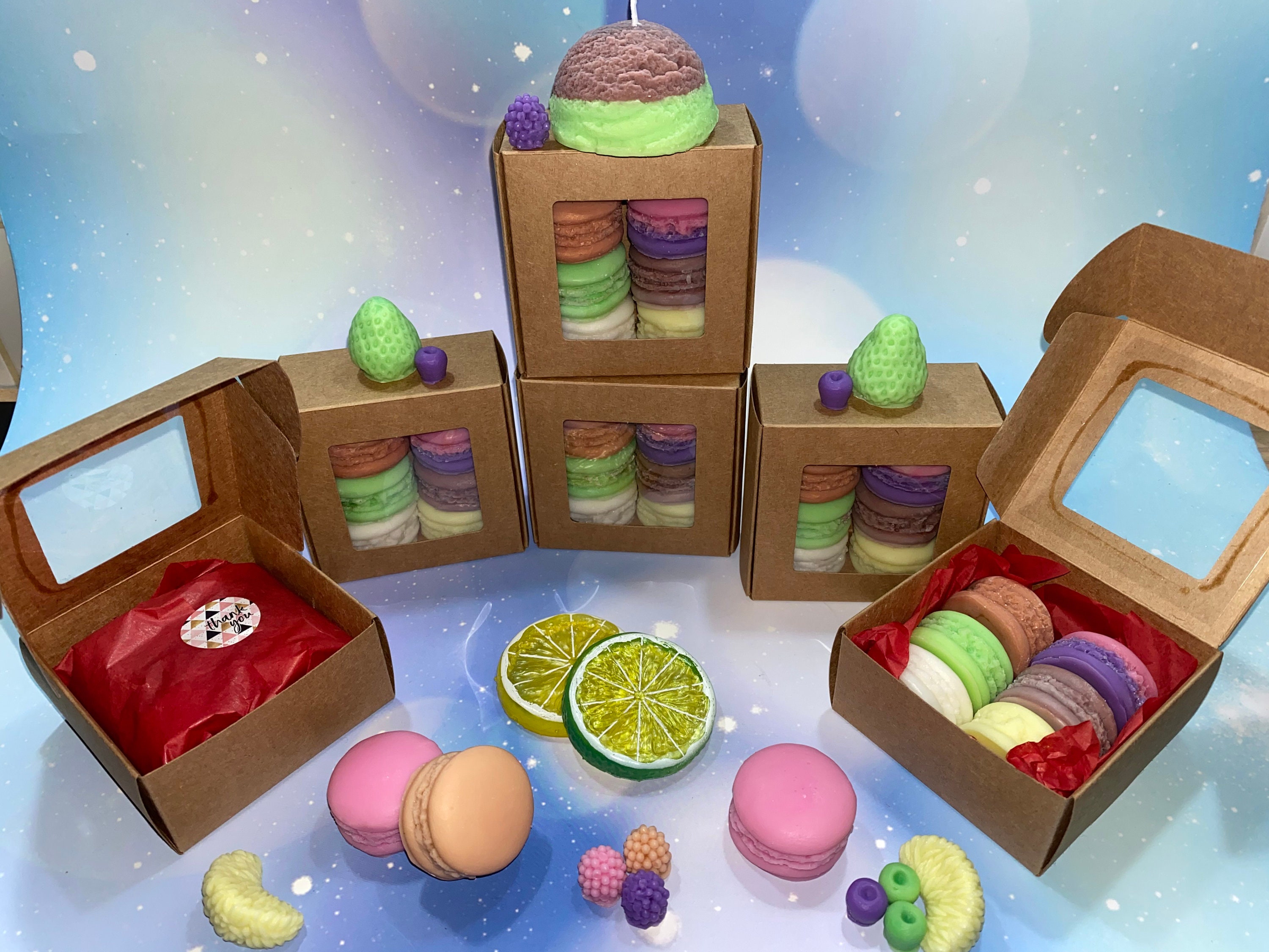 Fondants Parfumé Forme de Macarons, Coffrets Gourmandes ou Sucré