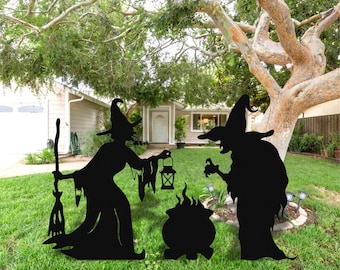 Scary Witches for Halloween Outdoor Decor , Home Decoration , Witch Metal Sign , Halloween Witch Porch Art  , Yard Art decor For Halloweeen