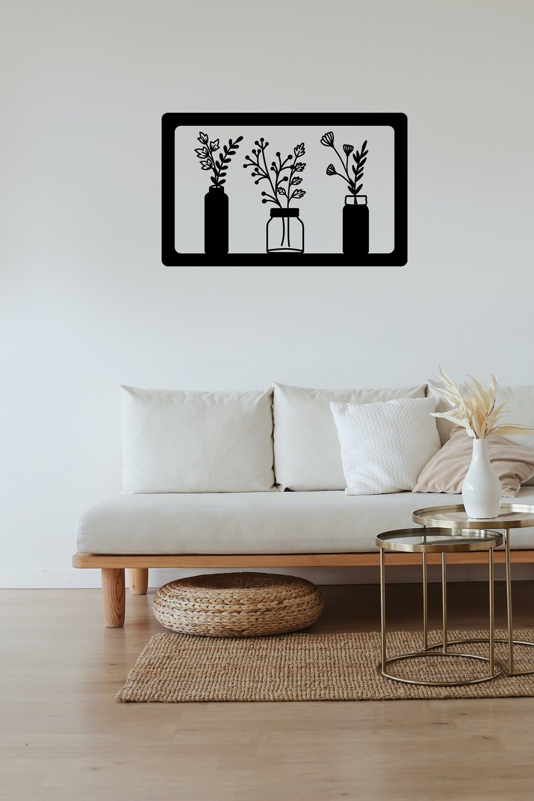 Metal Flowers Sign, Metal Flower Wall Art, Flower in Vase Metal Wall