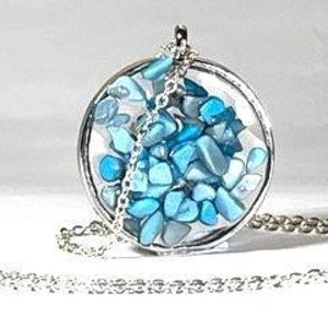 December Birthday Necklace, Turquoise Gemstone Necklace,  Sagittarius Gemstone Birthday Gift uk, Silver Gemstone Necklace