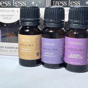 Stress Less Essential Oils, Set of 3 Blended Essential Oils, Aromatherapy Gift