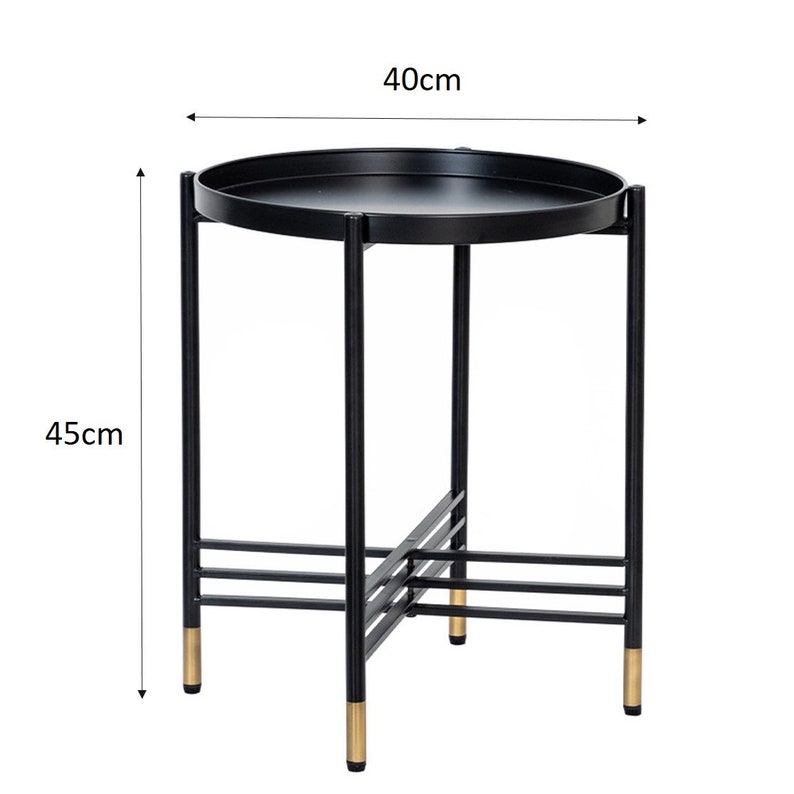 Black and Gold Round Side Table Metal End Table Etsy UK