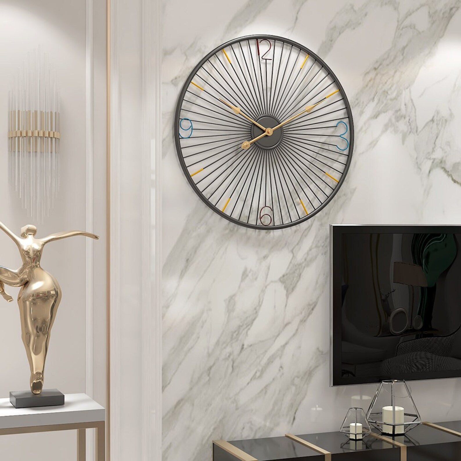 Contemporary Wheel Wall Clock Wire Wall Clock 50cm/20in Etsy UK