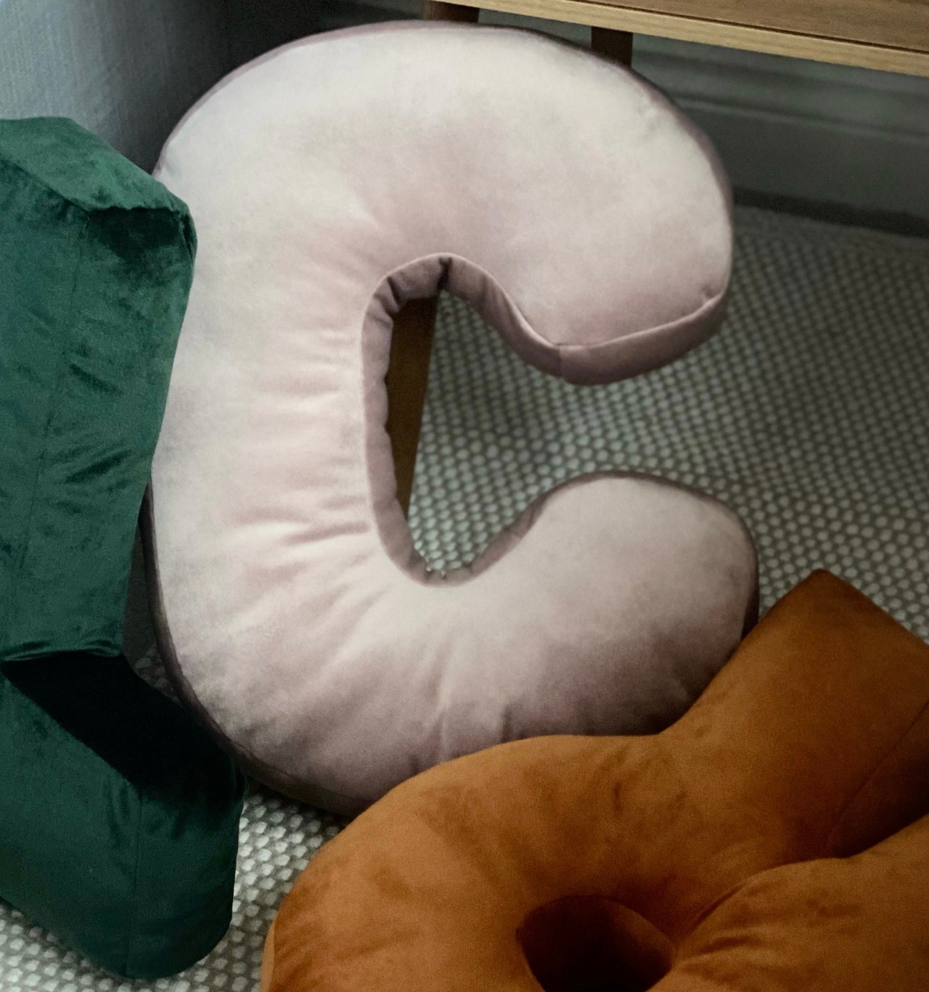 C Muted Pink Initial Cushion Letter Cushion Velvet Etsy