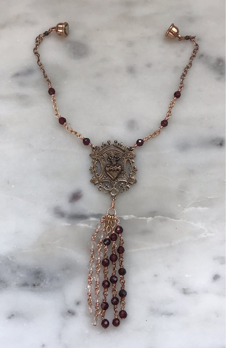 Sacred Heart Beaded Tassel Rear View Mirror Accessory Auto Etsy