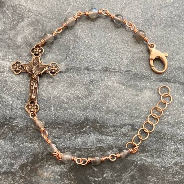 Labradorite Rosary Bracelet - Solid Bronze