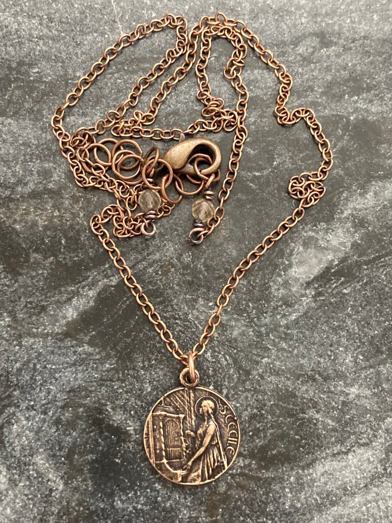 Saint Cecilia Solid Bronze or Sterling Silver Necklace - Etsy