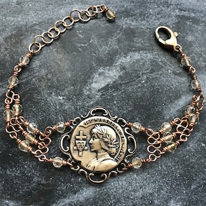 Saint Joan of Arc Bracelet - Solid Bronze and Citrine