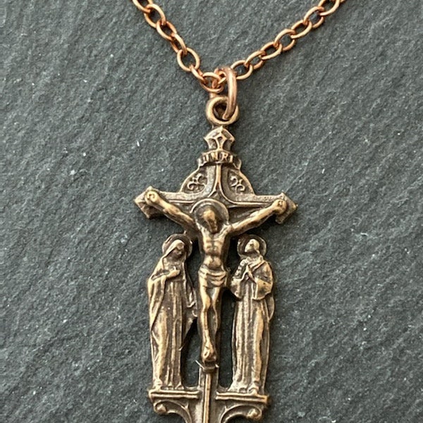 Mary and John at the Cross Solid Bronze Necklace