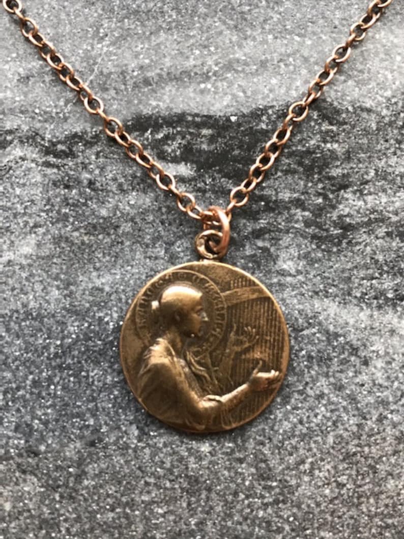 Saint Cecilia Solid Bronze Necklace - Etsy