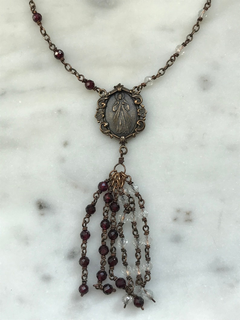 Divine Mercy Beaded Tassel Rear View Mirror Accessory Auto Etsy