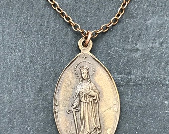 Saint Dymphna Solid Bronze Necklace