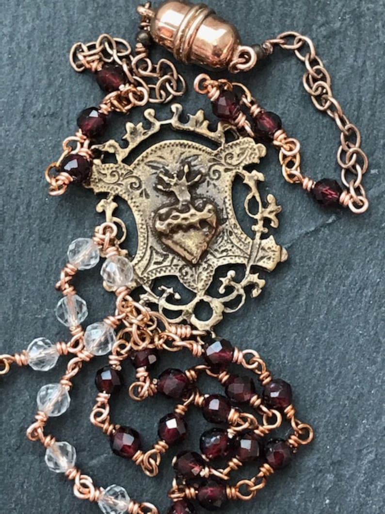 Sacred Heart Beaded Tassel Rear View Mirror Accessory Auto Etsy