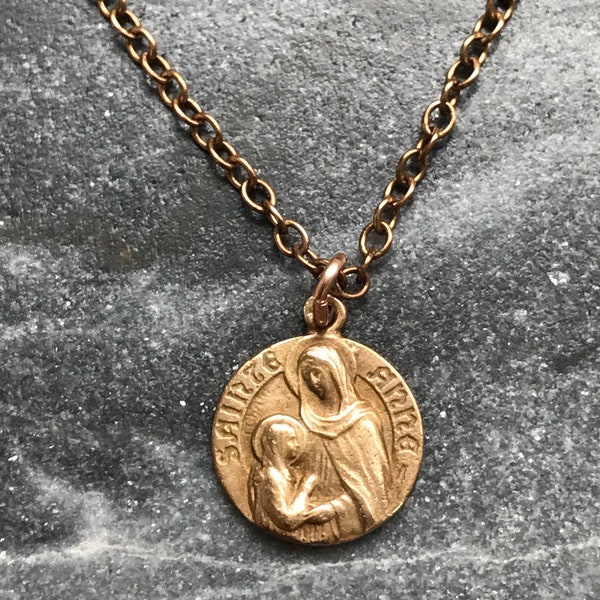 Saint Ann Solid Bronze Necklace