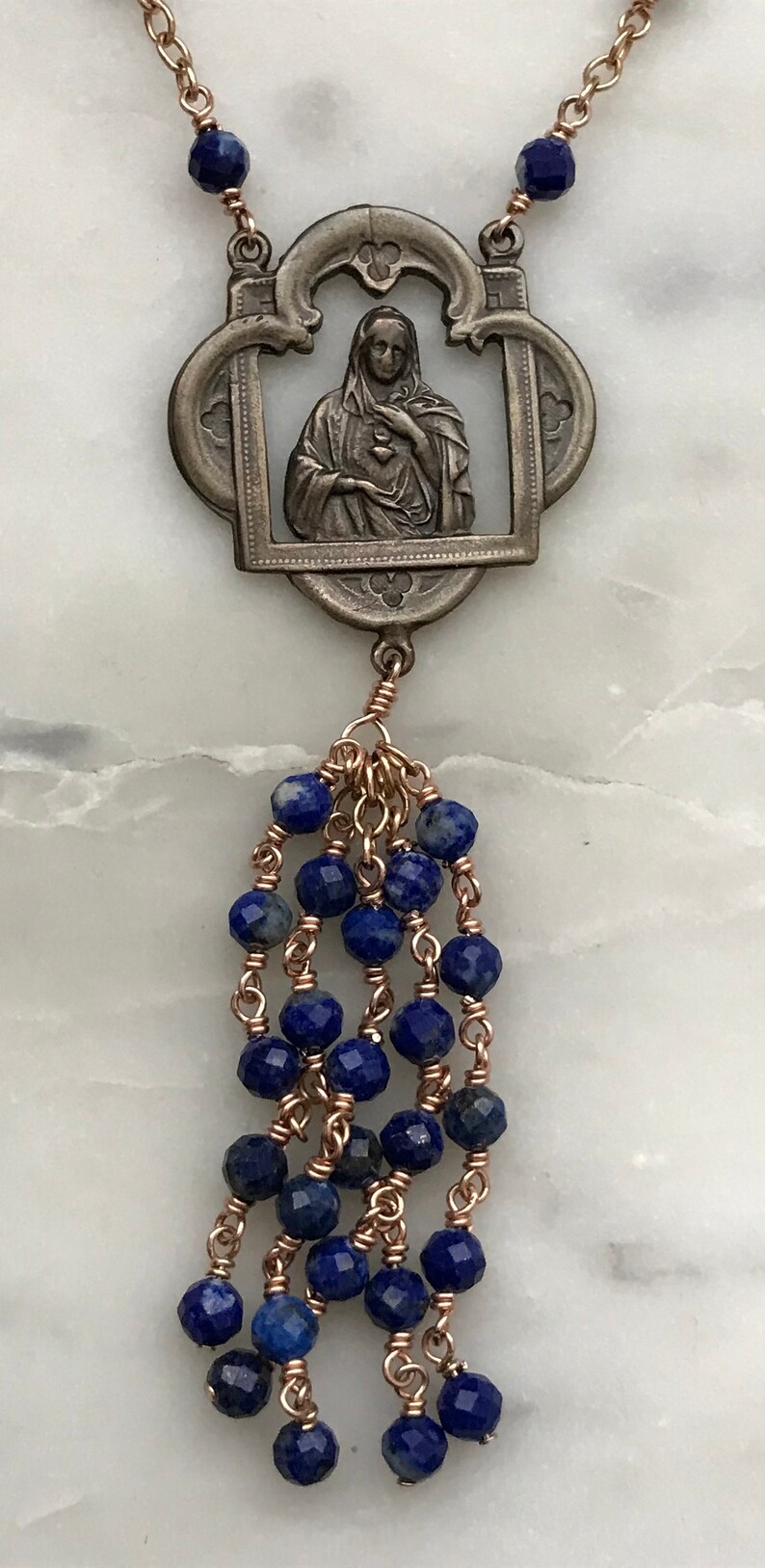 Virgin Mary Beaded Tassel Rear View Mirror Accessory Auto Etsy
