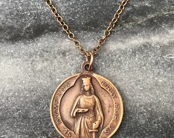 Saint Dymphna Solid Bronze Necklace