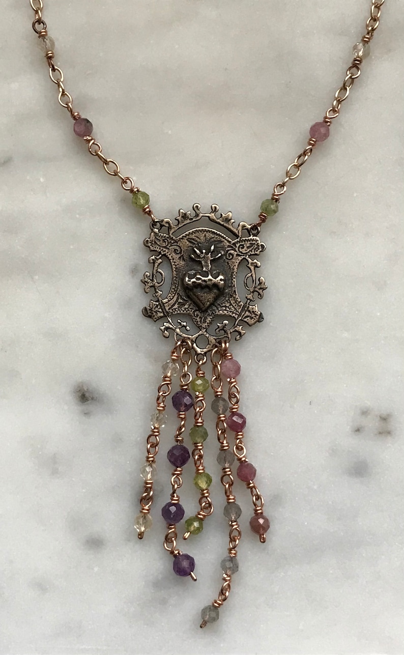 Sacred Heart Beaded Tassel Rear View Mirror Accessory Auto Etsy