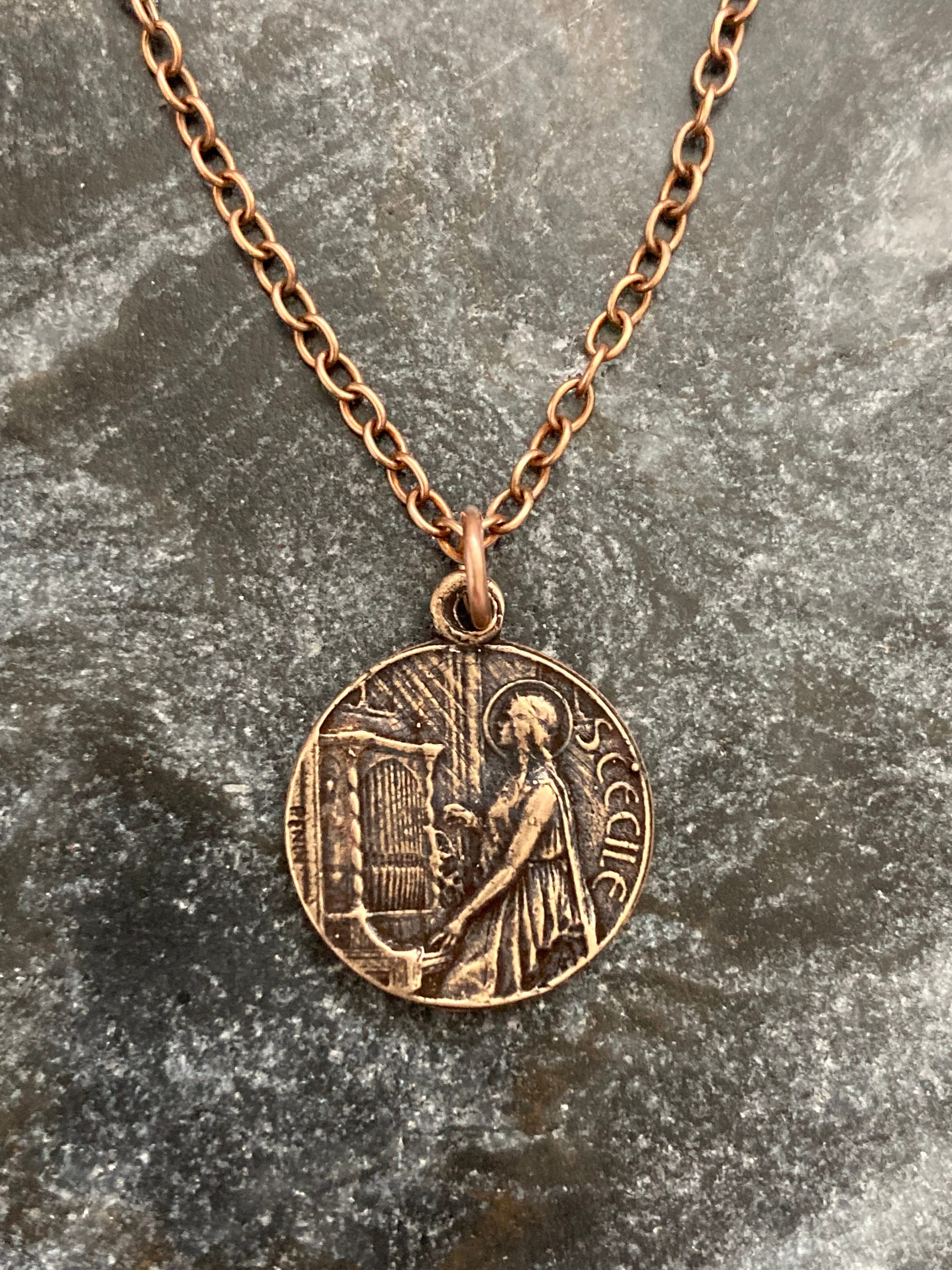 Saint Cecilia Solid Bronze or Sterling Silver Necklace - Etsy