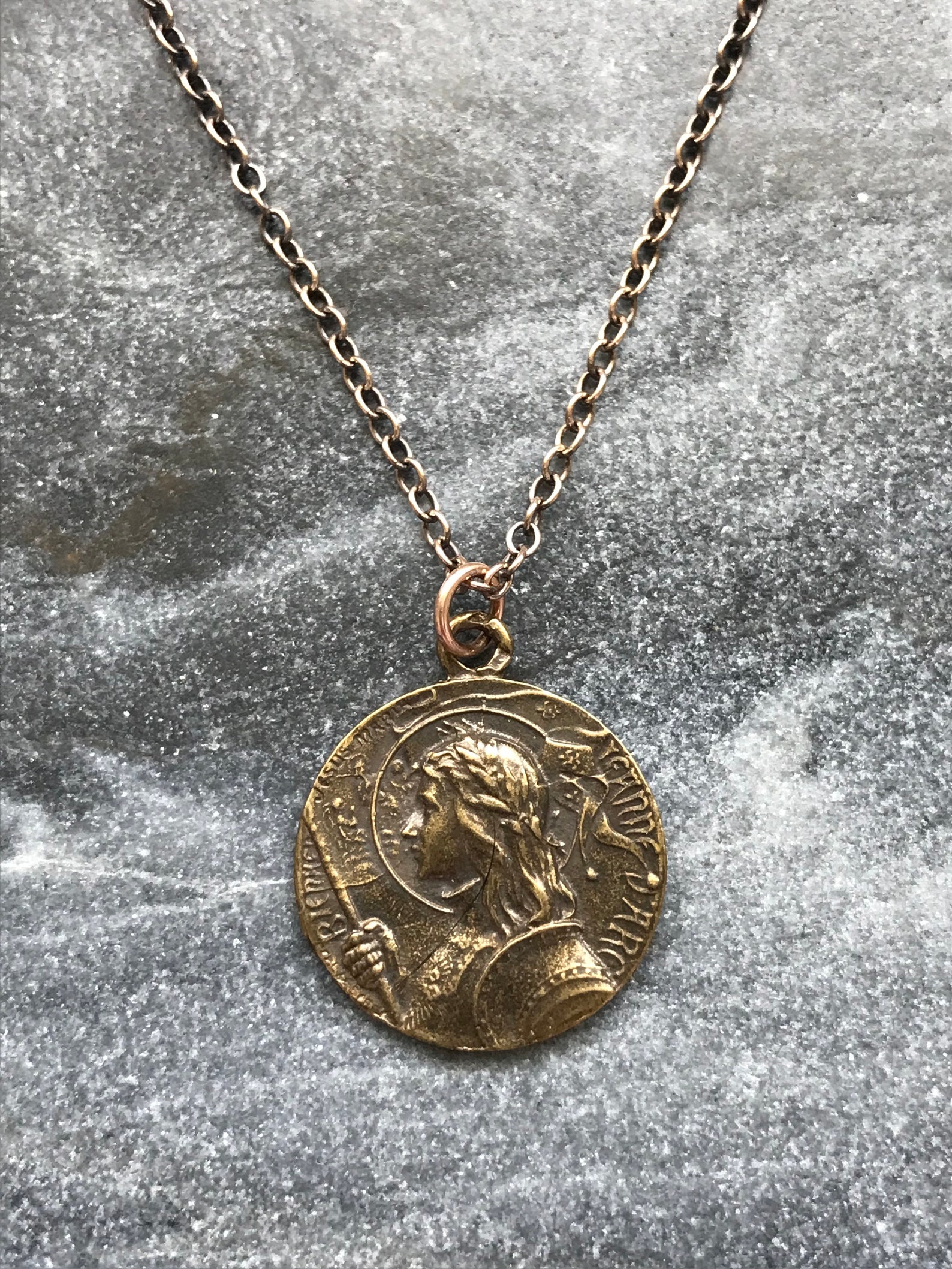 Saint Joan of Arc Solid Bronze Necklace - Etsy