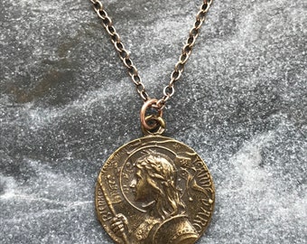 Saint Joan of Arc Solid Bronze Necklace