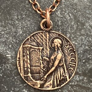 Saint Cecilia Solid Bronze or Sterling Silver Necklace - Etsy