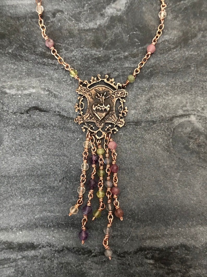 Sacred Heart Beaded Tassel Rear View Mirror Accessory Auto Etsy