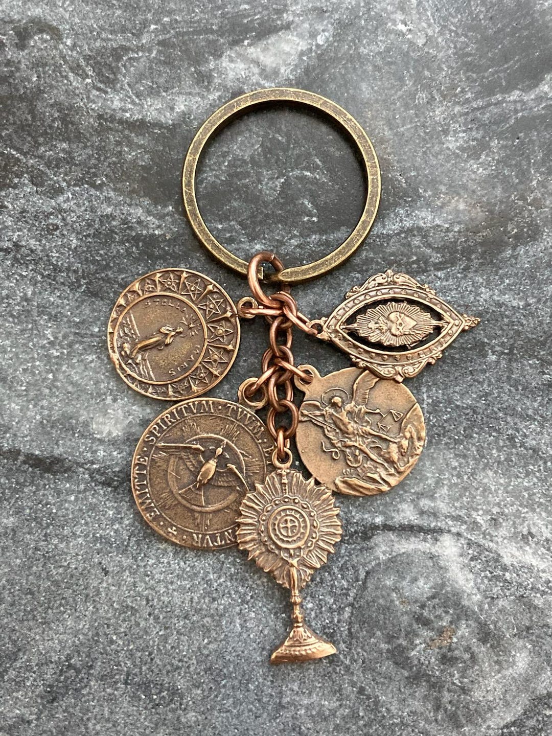Catholic Keycaps Bronze Catholic Keychain: Holy Spirit, St. Michael, Sacred Heart - Etsy