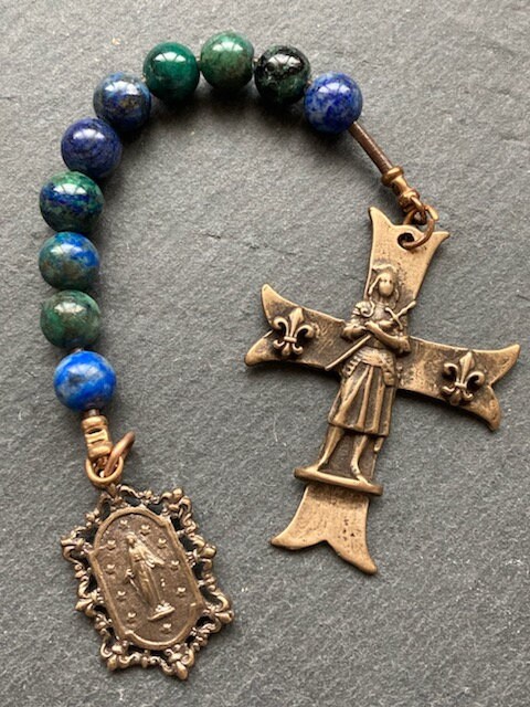 Leather Knotted Rosary Bracelet 