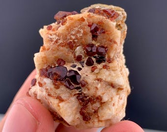 Spessartine Red Garnet Crystals On Matrix From Pakistan - 39 Gram