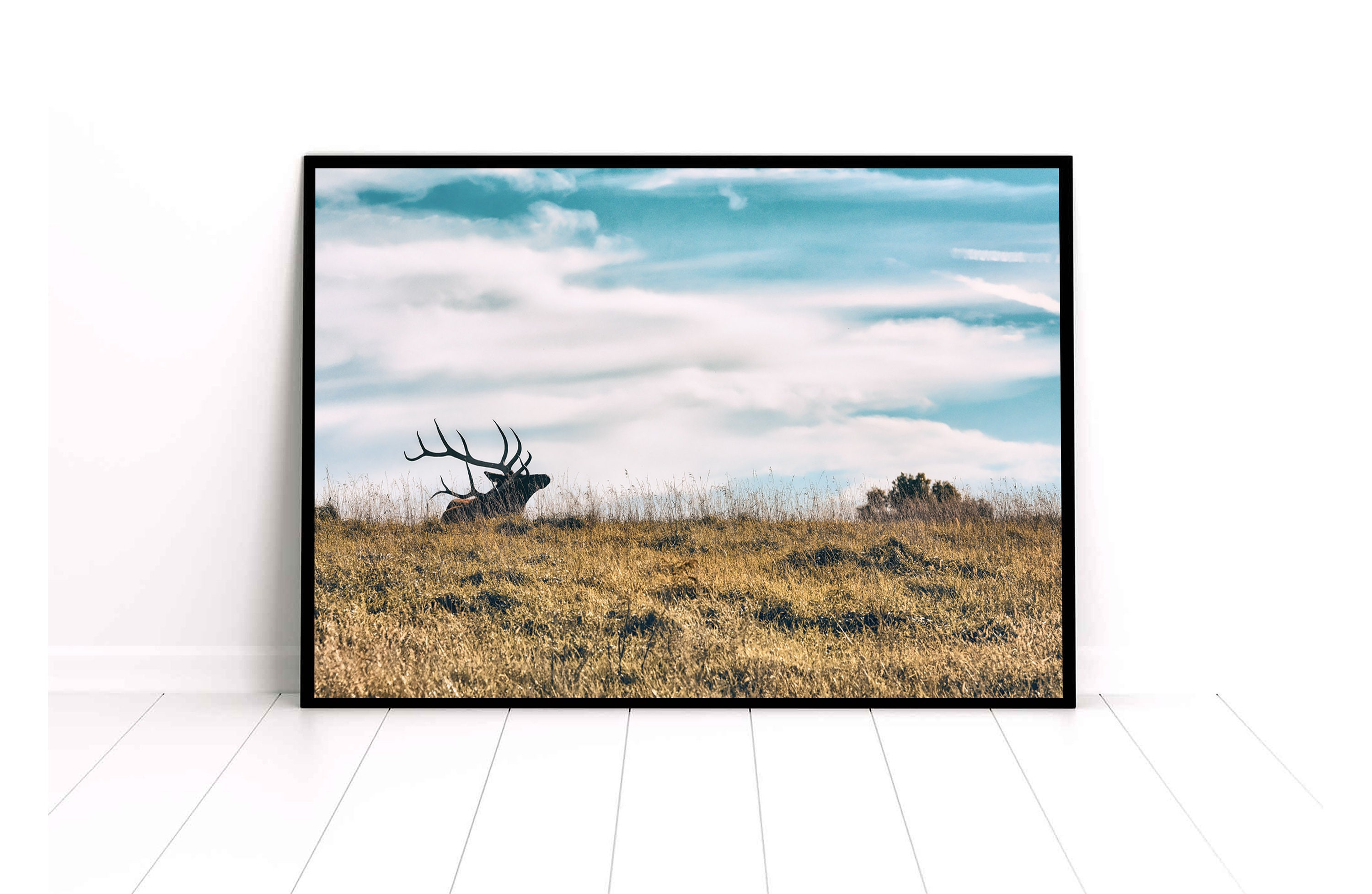 Home &amp; Living Home Décor Deer Resting On A Dry Grass Art Print Autumn Scenery Digital Download ...