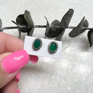 Genuine Gemstone Earrings, Moonstone earrings, Amethyst Earrings, Green Emerald Earrings, Sterling Silver Gemstone stud earrings