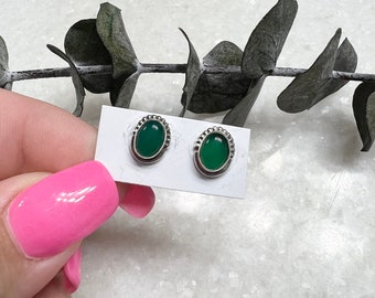 Pendientes de piedras preciosas genuinas, pendientes de piedra lunar, pendientes de amatista, pendientes de esmeralda verde, pendientes de tuerca de piedras preciosas de plata de ley