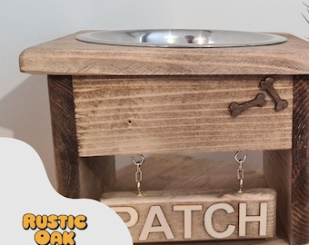 Handmade Solid Pine Dog Bowl Stand: Custom Pet Feeder with Stainless Steel Bowl