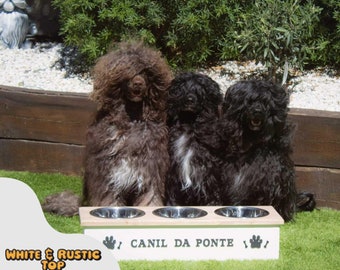 Personalized Dog Bowl Stand – Handmade Pine, Stainless Steel Bowls ( 24cm Bowls )