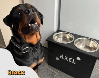 Custom Dog Bowl Stand: Solid Pine, Stainless Steel Bowls (24cm)
