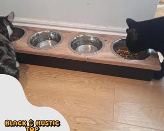 Handmade Solid Pine 4-Bowl Pet Feeder – Custom Elevated Design ( 17cm Bowls )