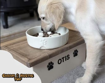 Handmade Solid Pine Pet Feeder: Dinner Stand / Pet Table ( Up to 2 x 20cm Bowls )