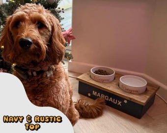 Handmade Solid Pine Elevated Dog Bowl Stand – Custom Colors